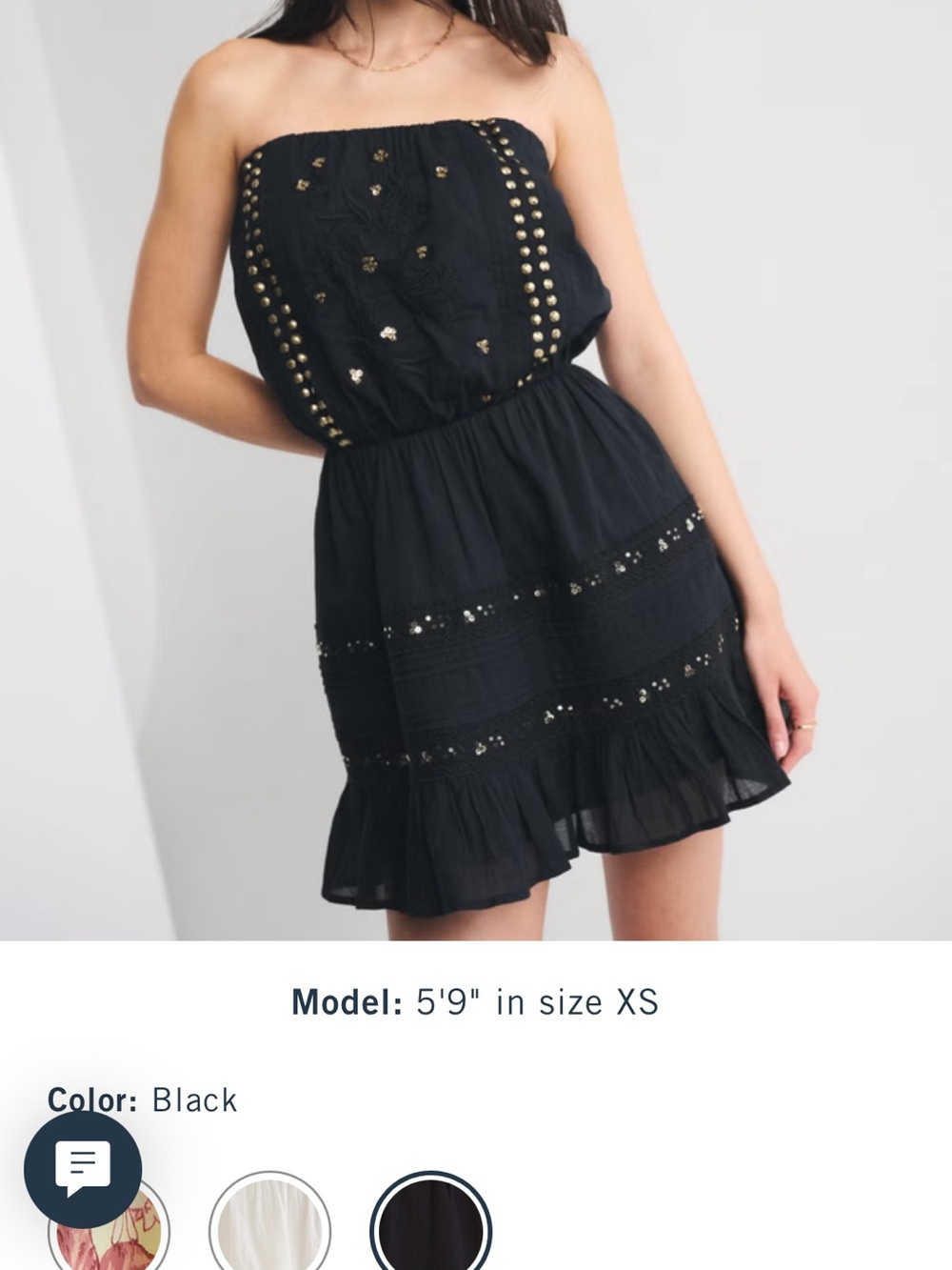 NWT Abercrombie and stitch Strapless Black Studded Mini Dress